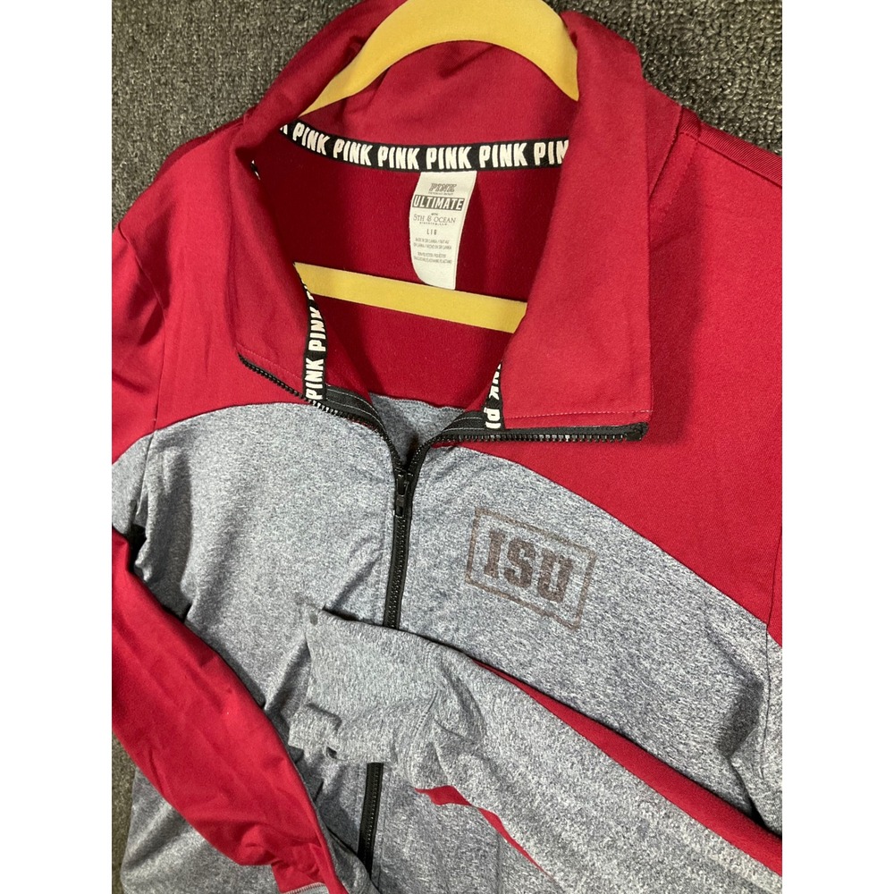 Pink Victoria's Secret ISU Iowa State University Full Zip Track Jacket Large